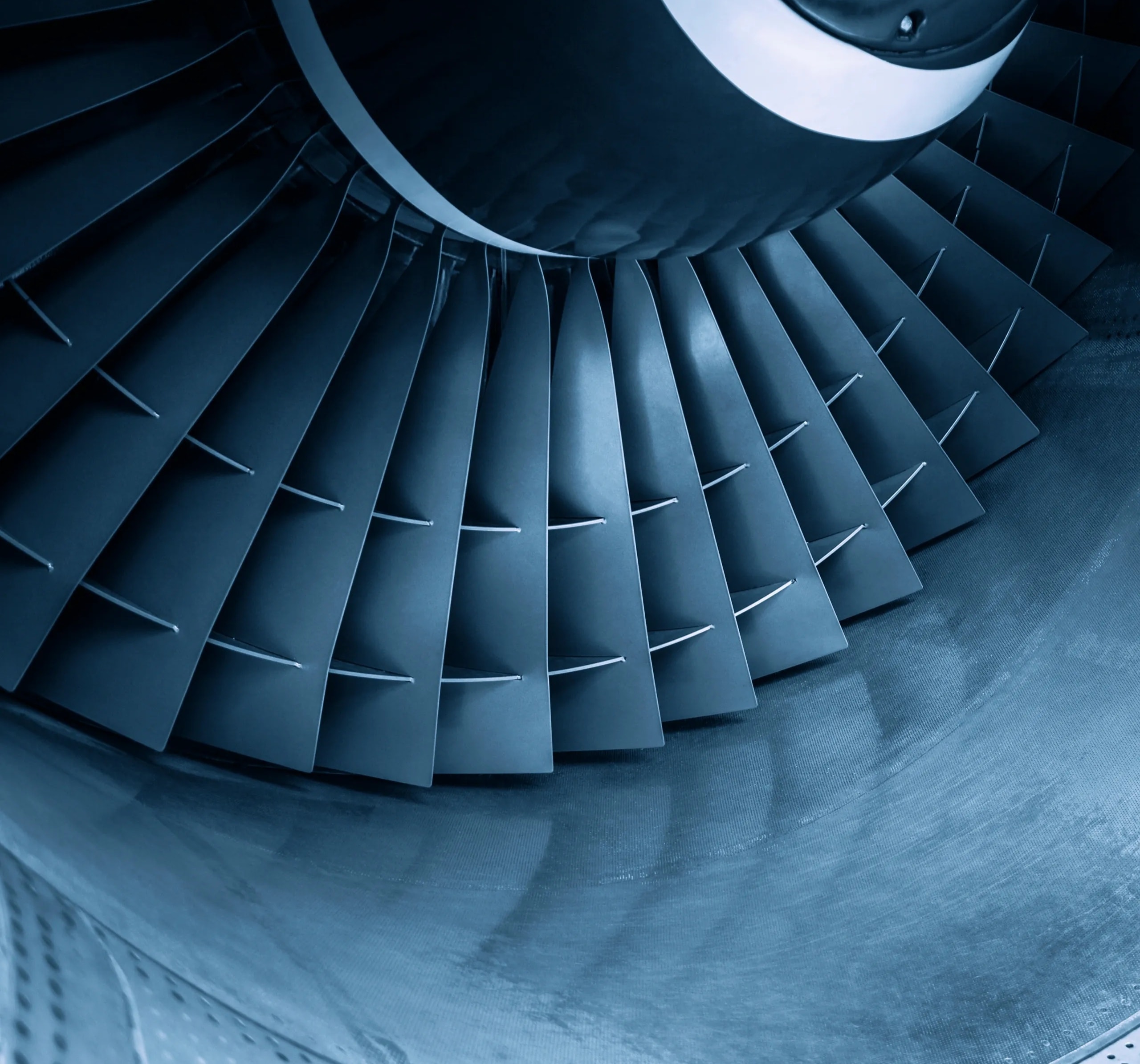 Aircraft jet turbine engine close-up
